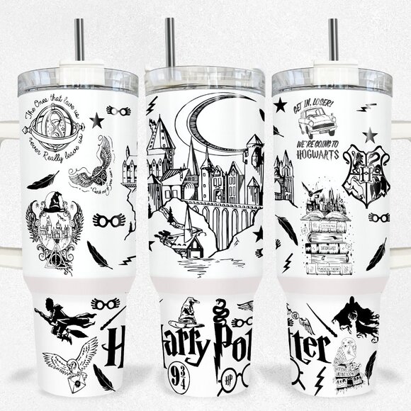 40oz Wimsical Harry potter theme insulated Tumbler with sliding lid and straw - Picture 1 of 1